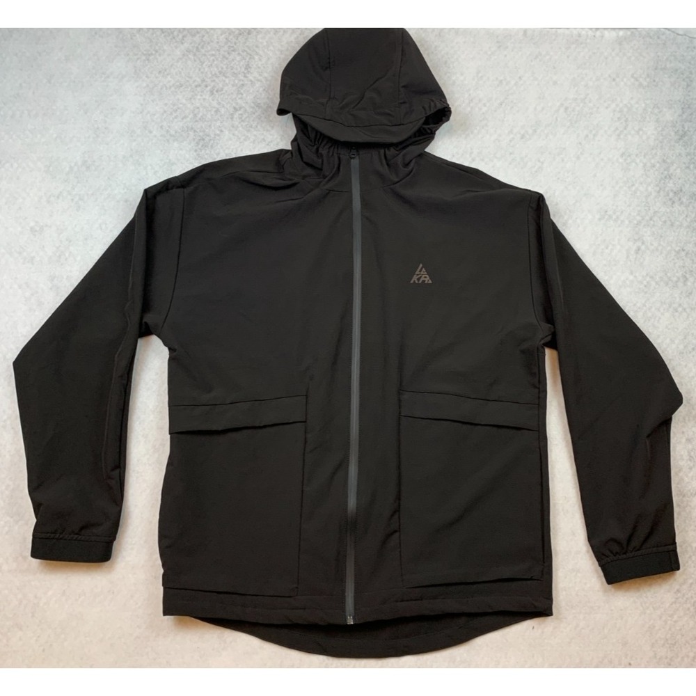 LCKR Mens Hooded Zip Windbreaker Jacket, Black, Lightweight Activewear, Size S